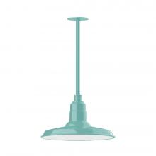 Montclair Light Works STA183-48-H24-L13 - 14" Warehouse shade, stem mount LED Pendant with canopy, Sea Green