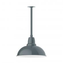 Montclair Light Works STB108-40-L13 - 16" Cafe shade, stem mount LED Pendant with canopy, Slate Gray