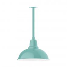 Montclair Light Works STB108-48-L13 - 16" Cafe shade, stem mount LED Pendant with canopy, Sea Green