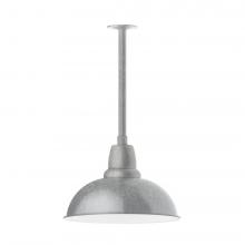 Montclair Light Works STB108-49-L13 - 16" Cafe shade, stem mount LED Pendant with canopy, Painted Galvanized