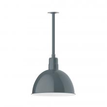 Montclair Light Works STB117-40-T30-L13 - 16" Deep Bowl shade, stem mount LED Pendant with canopy, Slate Gray