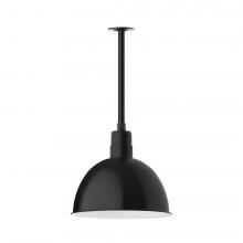 Montclair Light Works STB117-41-T36-L13 - 16" Deep Bowl shade, stem mount LED Pendant with canopy, Black