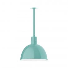 Montclair Light Works STB117-48-T24-L13 - 16" Deep Bowl shade, stem mount LED Pendant with canopy, Sea Green