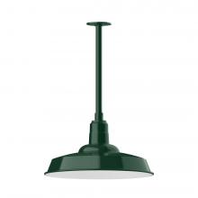 Montclair Light Works STB185-42-L13 - 18" Warehouse shade, stem mount LED Pendant with canopy, Forest Green