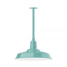 Montclair Light Works STB185-48-L13 - 18" Warehouse shade, stem mount LED Pendant with canopy, Sea Green