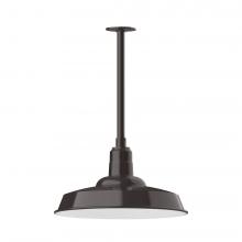 Montclair Light Works STB185-51-L13 - 18" Warehouse shade, stem mount LED Pendant with canopy, Architectural Bronze