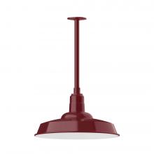 Montclair Light Works STB185-55-L13 - 18" Warehouse shade, stem mount LED Pendant with canopy, Barn Red