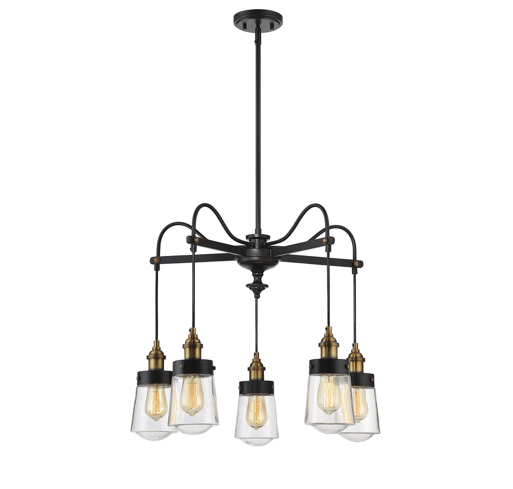 Macauley 5-Light Chandelier in Vintage Black with Warm Brass