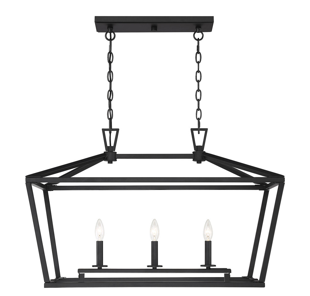 Townsend 3-Light Linear Chandelier in Matte Black