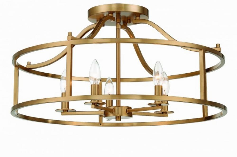 Stockton 5-Light Ceiling Light in Warm Brass