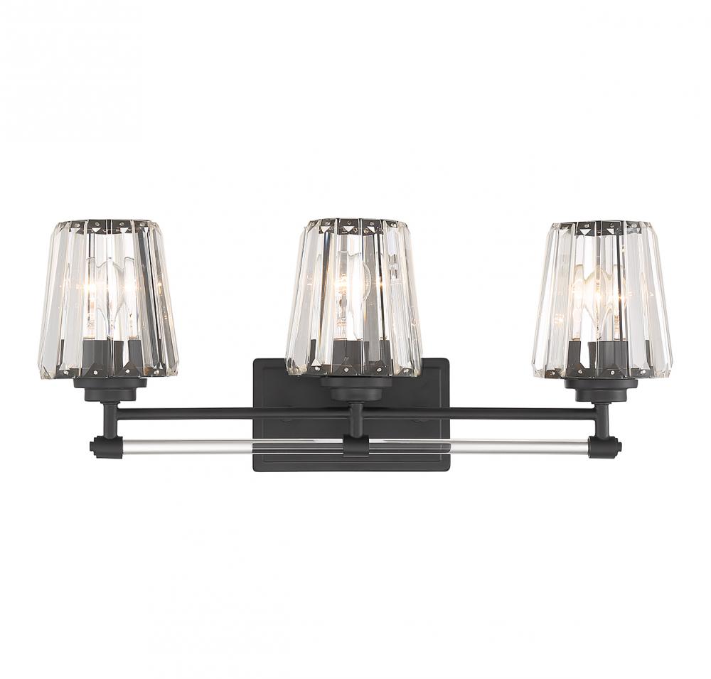 Garnet 3-Light Bathroom Vanity Light in Matte Black