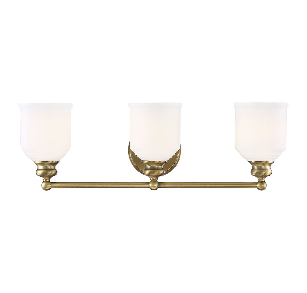 Melrose 3-Light Bathroom Vanity Light in Warm Brass