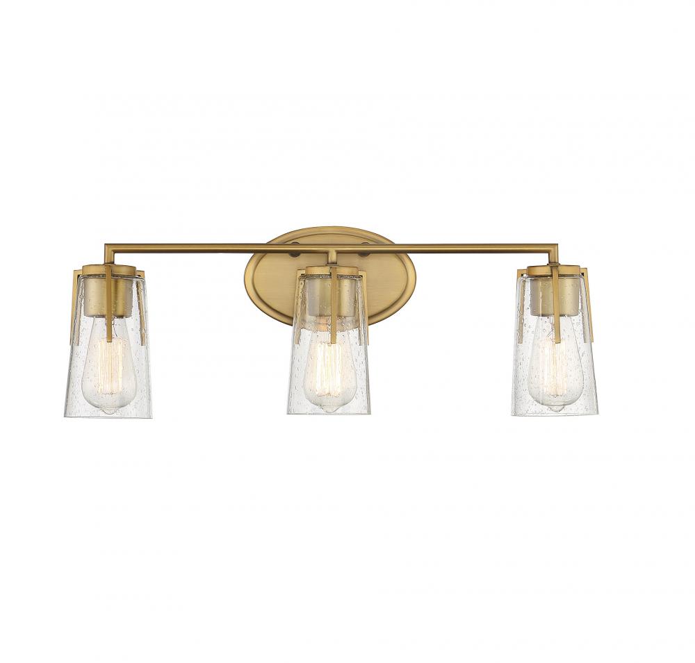 Sacremento 3-Light Bathroom Vanity Light in Warm Brass