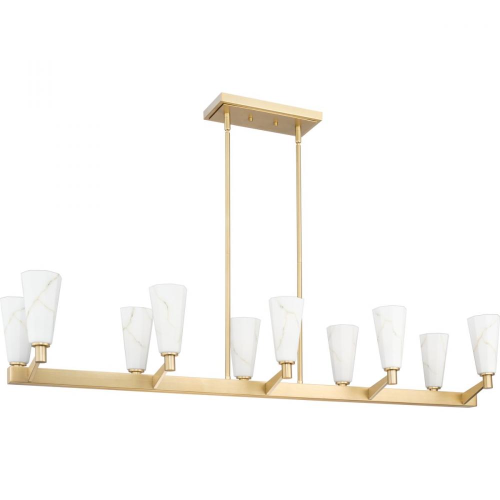 Tosca Collection Ten-Light Brushed Bronze Modern Luxe Linear Chandelier