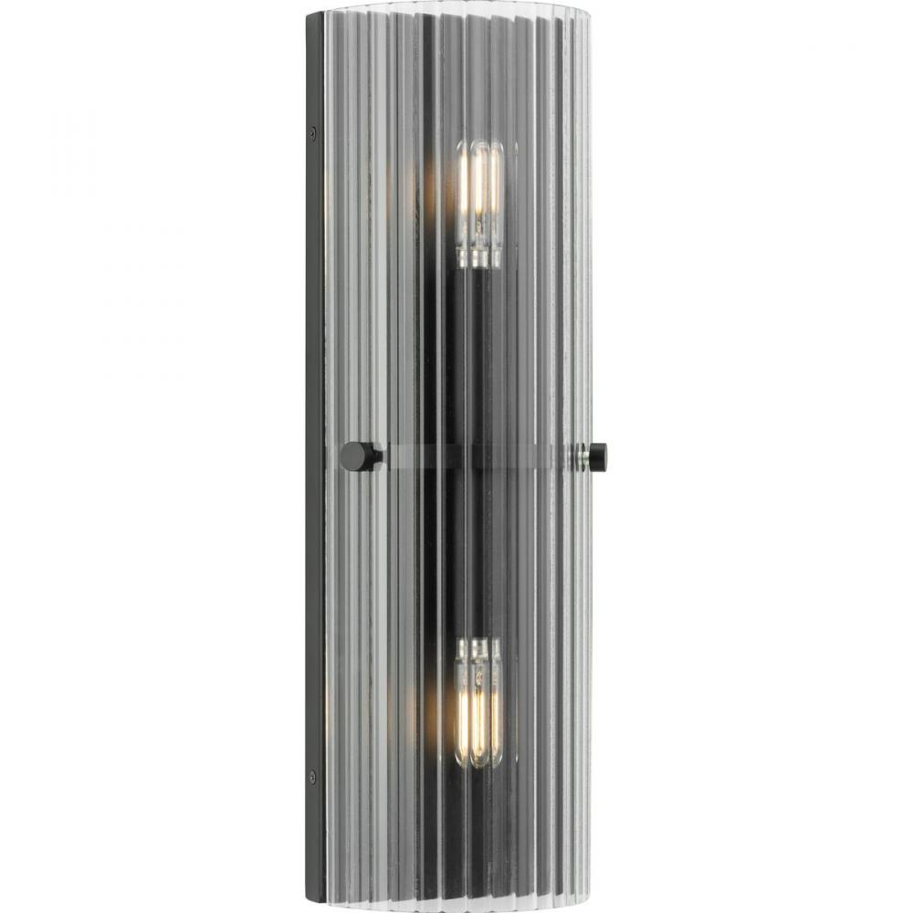 Seville Collection Two-Light Matte Black Contemporary Wall Sconce