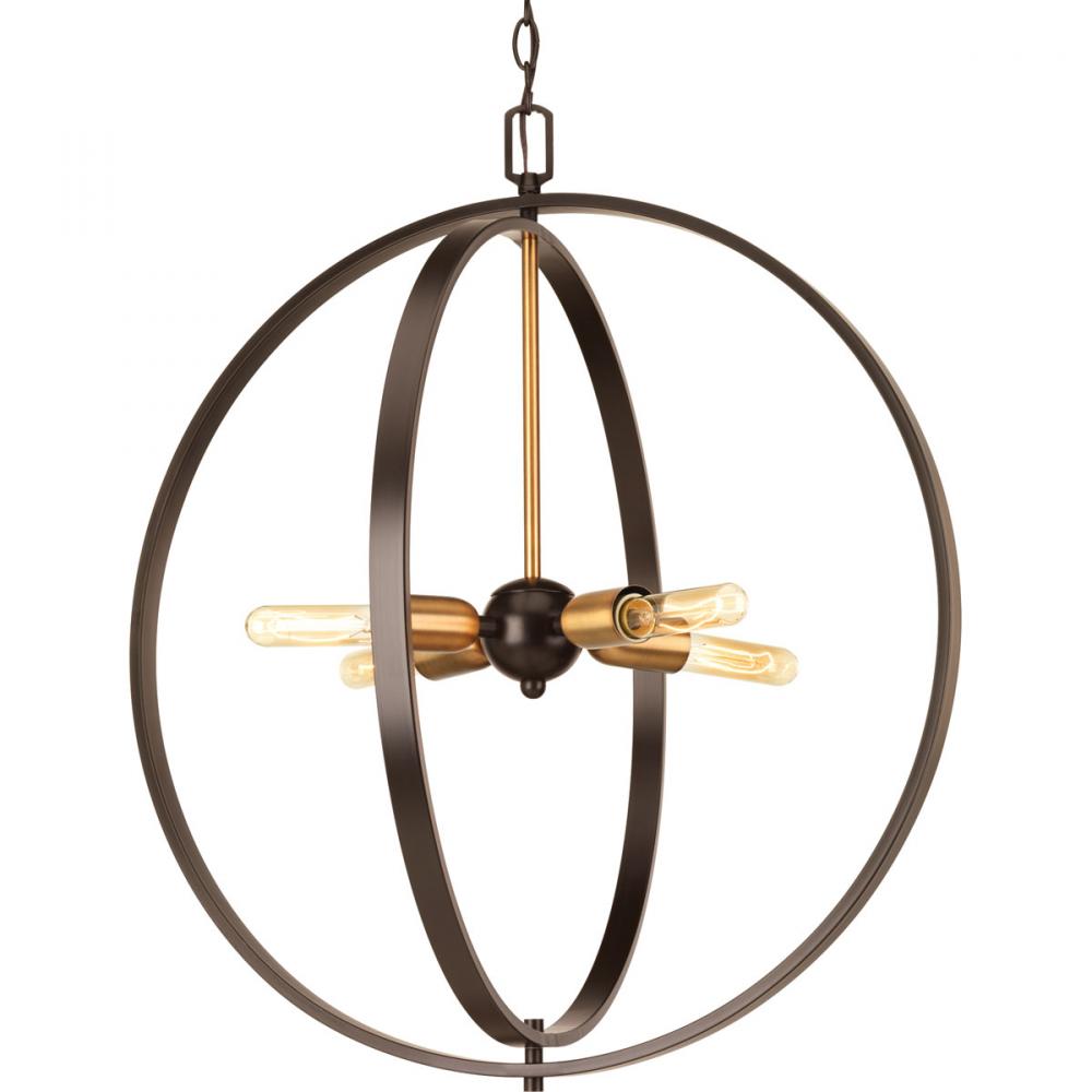 Swing Collection Four-Light Antique Bronze Global Pendant Light