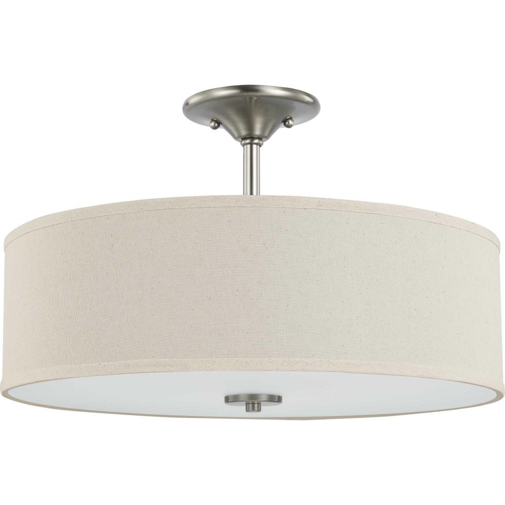 Inspire Collection Brushed Nickel Three-Light 18&#34; Semi-Flush Mount