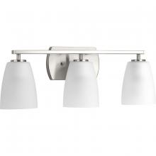  P300133-009 - Leap Collection Three-Light Brushed Nickel Etched Glass Modern Bath Vanity Light