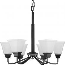 Progress P400119-31M - Clifton Heights Collection Six-Light Modern Farmhouse Matte Black Etched Glass Chandelier Light