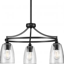 Progress P400295-31M - Parkhurst Collection Three-Light New Traditional Matte Black Clear Glass Chandelier Light