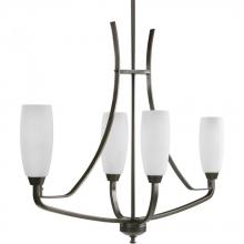  P4435-20 - Wisten Collection Four-Light Antique Bronze Etched Glass Modern Chandelier Light