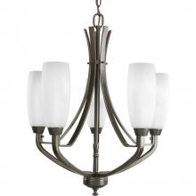  P4436-20 - Wisten Collection Five-Light Antique Bronze Etched Glass Modern Chandelier Light