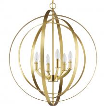 Progress P3889-12 - Equinox Collection Six-Light Satin Brass New Traditional Sphere Pendant Light