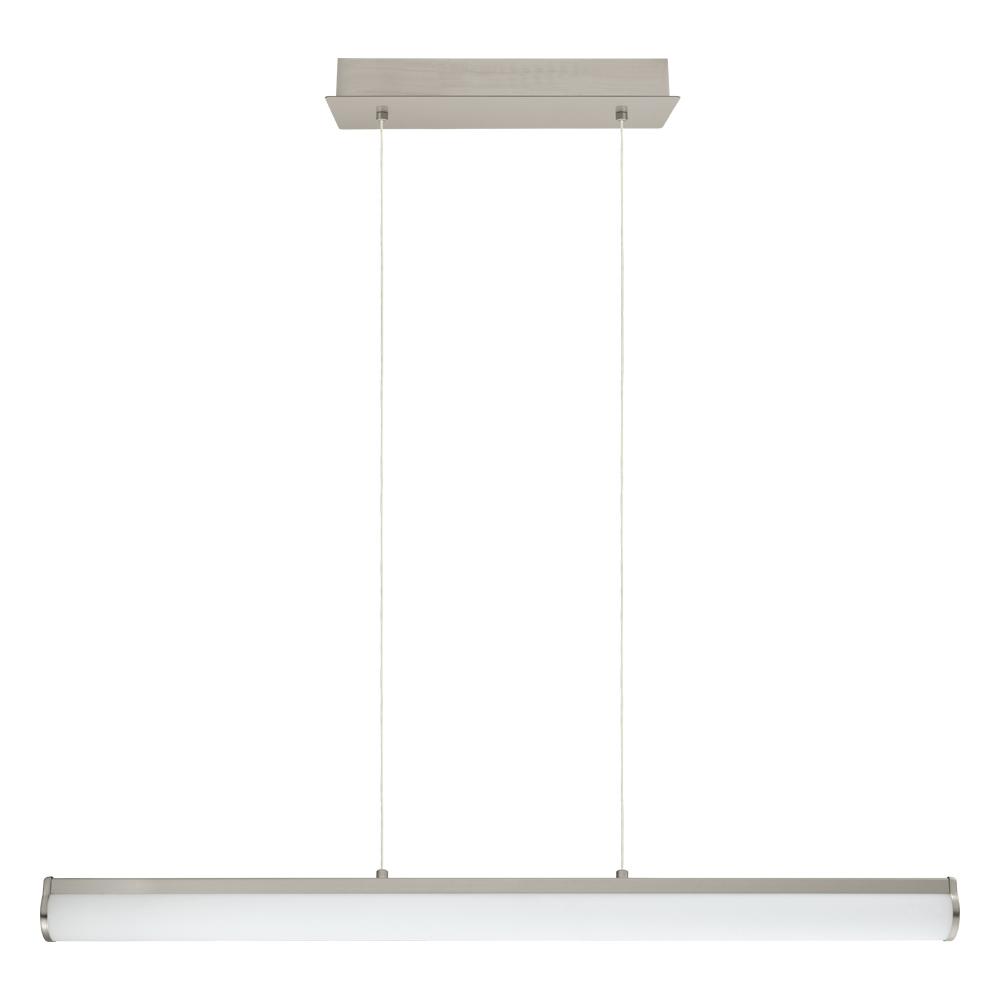 LED Linear Pendant w/ Matte Nickel Finish & White Glass Shade