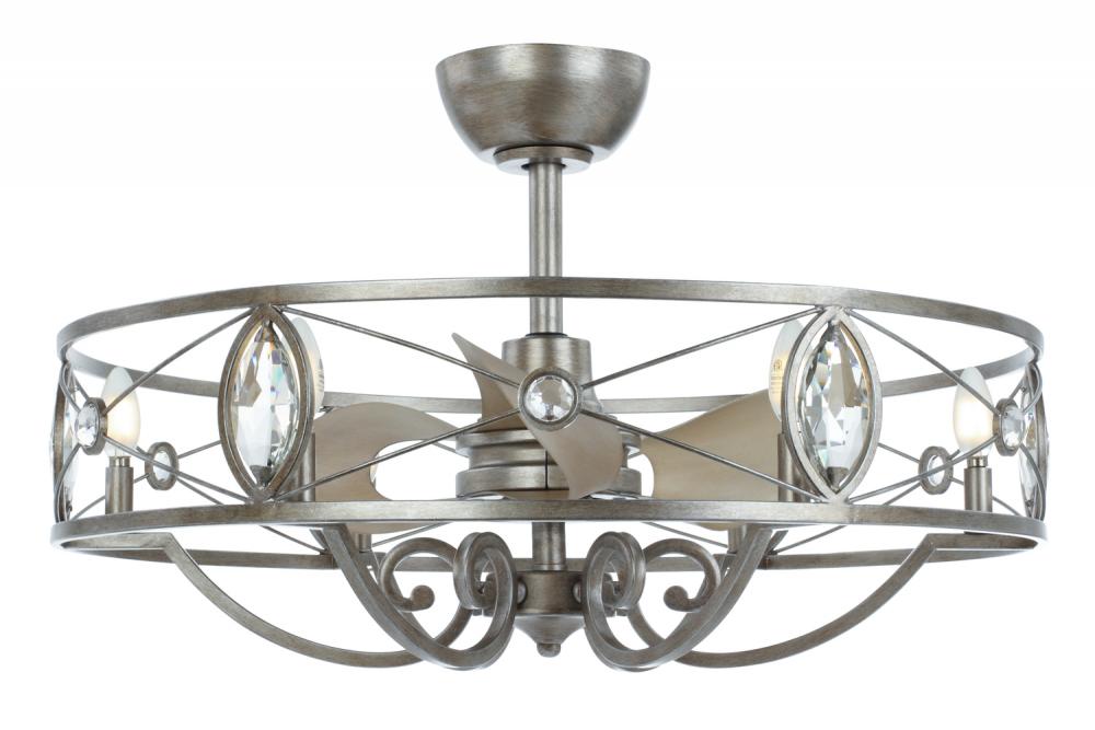 Solitaire 6-Light LED Chandelier with Fan