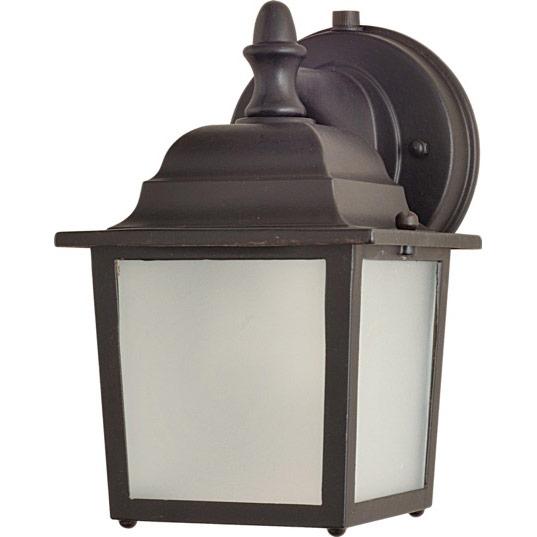 One Light Empire Bronze Frosted Glass Wall Lantern