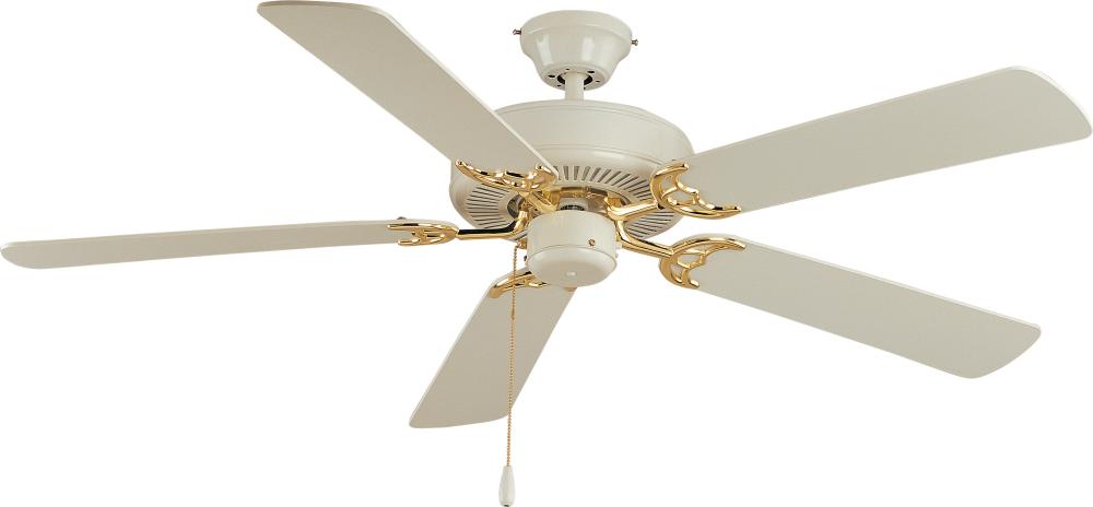 White And Polished Brass Ceiling Fan