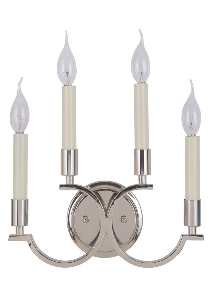 Crescent 4 Light Wall Sconce in Polished Nickel