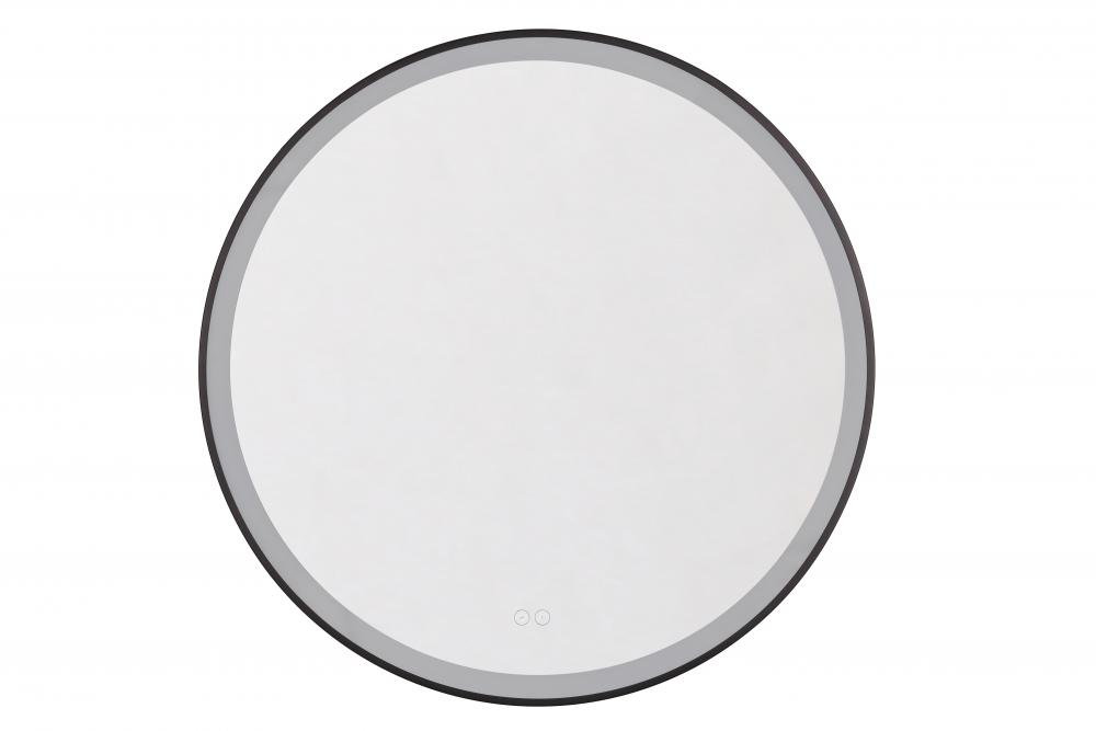 Ross 32&#34; Framed Round LED Mirror in Flat Black