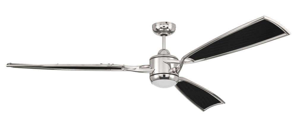 72&#34; Viva in Polished Nickel w/ Flat Black Fabric Texture Blades