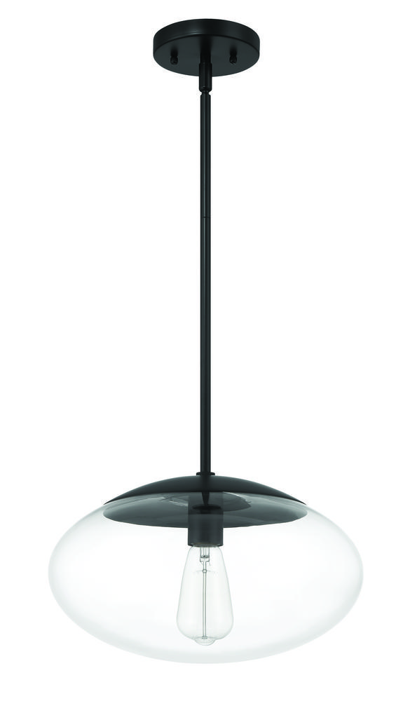 Gaze 14&#34; 1 Light Oval Pendant in Flat Black