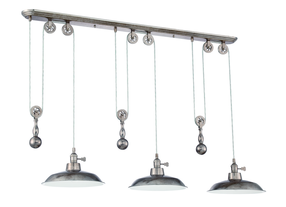 3 Light Pulley Pendant w/Metal Shade