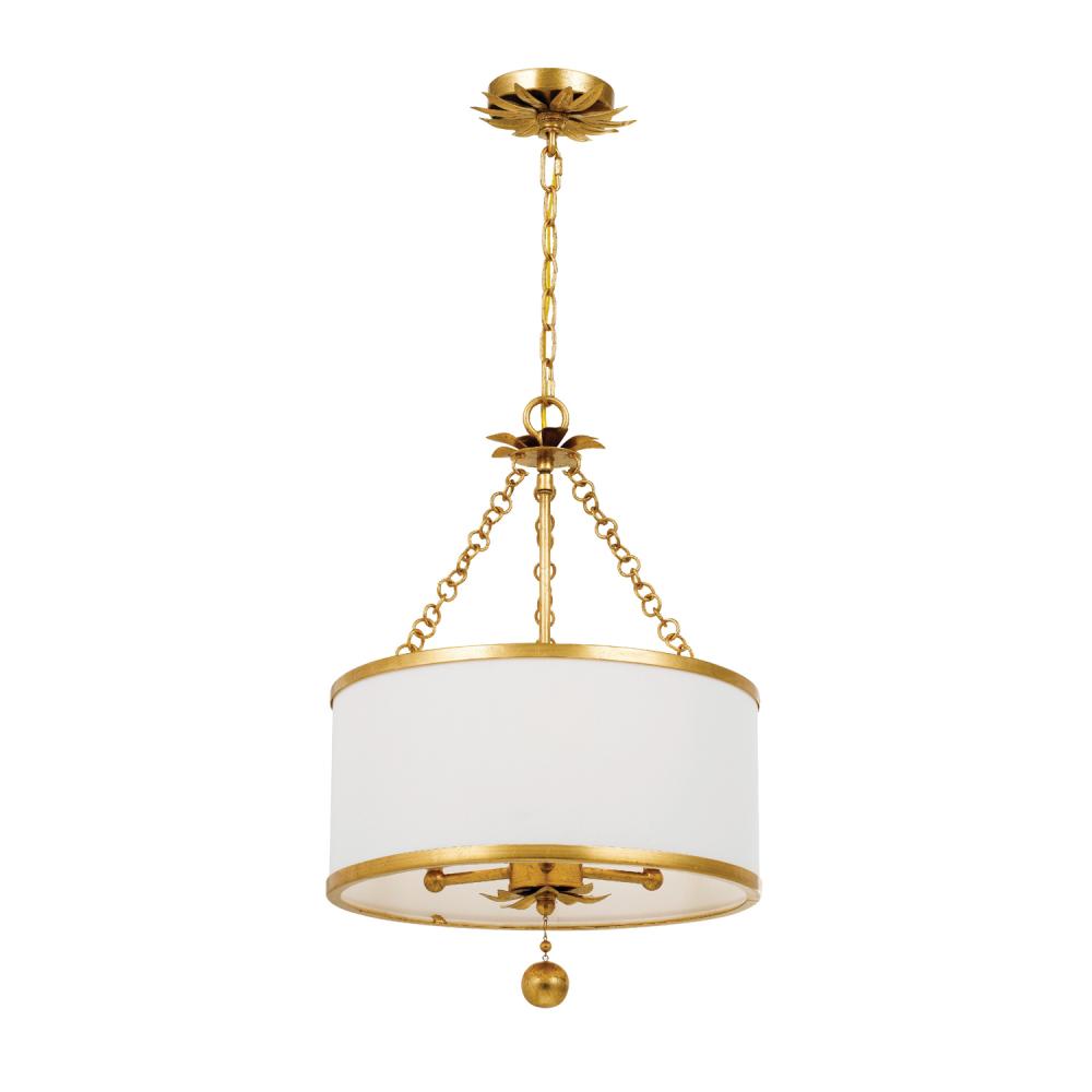 Broche 3 Light Antique Gold Mini Chandelier