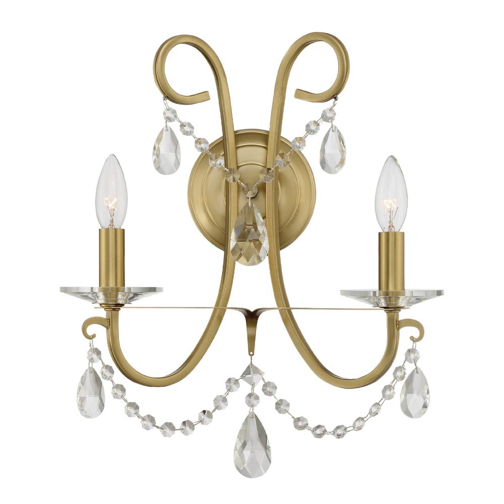 Othello 2 Light Swarovski Strass Crystal Vibrant Gold Sconce