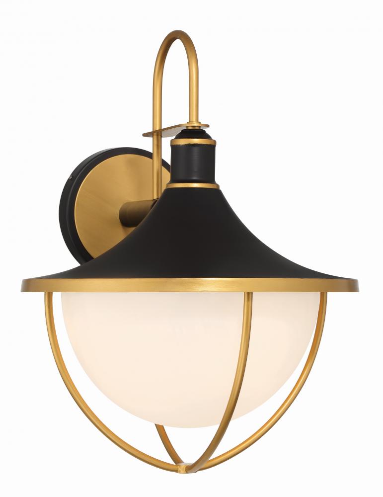 Atlas 3 Light Matte Black + Textured Gold Outdoor Sconce