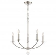 Crystorama MIL-8005-PN - Mila 5 Light Polished Nickel Chandelier