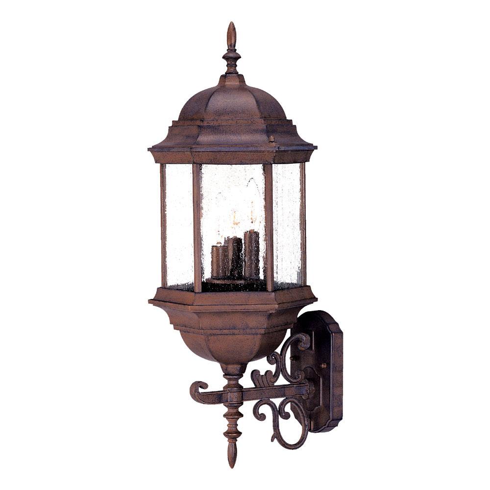 Madison Collection Wall-Mount 3-Light Outdoor Burled Walnut Light Fixture