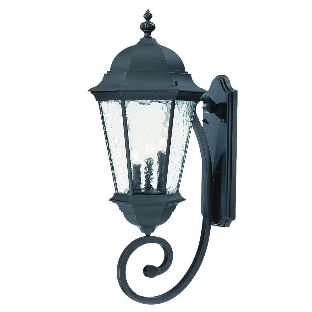 Telfair Collection Wall-Mount 3-Light Outdoor Matte Black Light Fixture