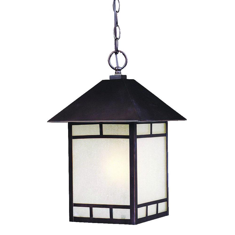 Artisan Collection Hanging Lantern 1-Light Outdoor Architectural Bronze Light Fixture