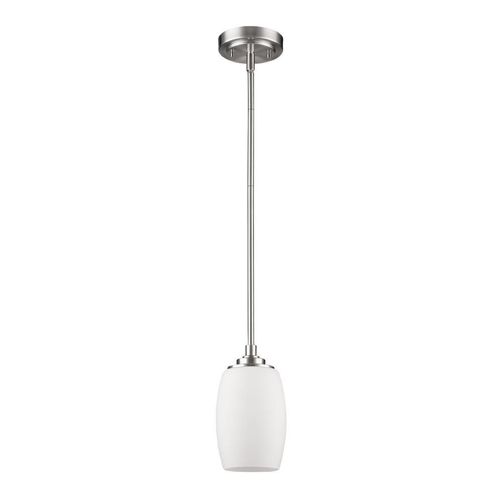 Sophia Indoor 1-Light Mini Pendant W/Glass Shade In Satin Nickel