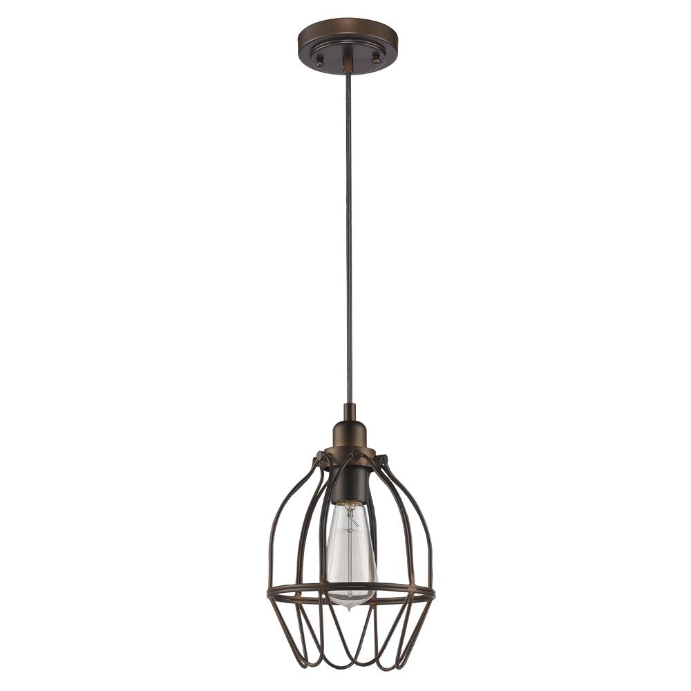 Loft Indoor 1-Light Mini Pendant w/Metal Cage In Oil Rubbed Bronze