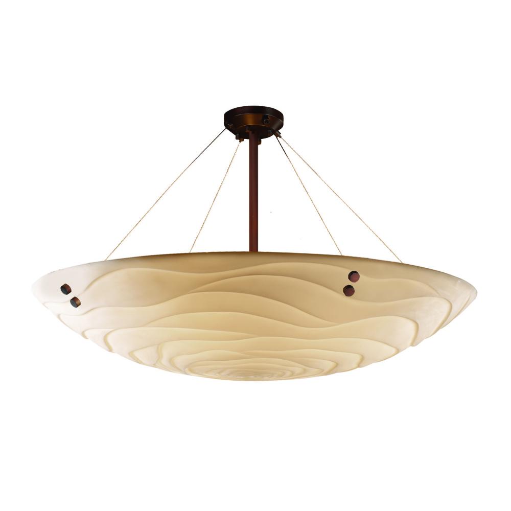 60&#34; LED Semi-Flush Bowl w/ PAIR CYLINDRICAL FINIALS