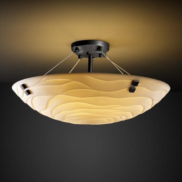 24&#34; Semi-Flush Bowl w/ CONCENTRIC SQUARES FINIALS