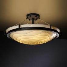 Justice Design Group PNA-9682-35-WAVE-DBRZ-LED5-5000 - 24" LED Semi-Flush Bowl w/ Ring