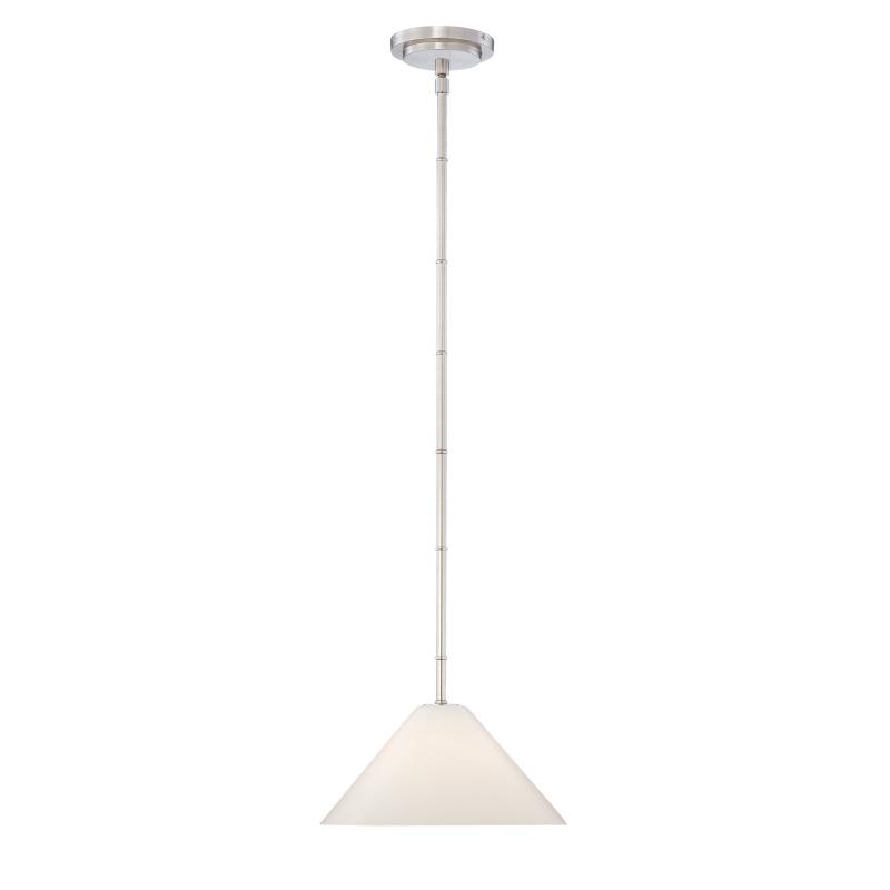 One Light Brushed Nickel Down Pendant