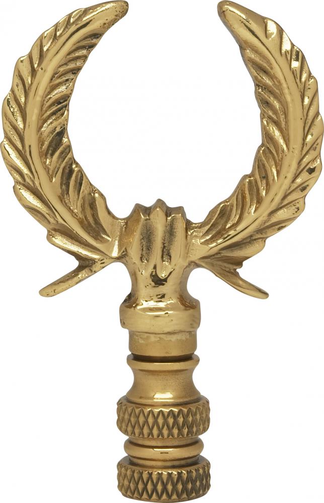 U-Shaped Leaf Brass Finial; 2-3/4&#34; Height; 1/4-27; Polished Brass Finish